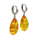 Lemon Amber Drop Dangle Earrings Sterling Silver